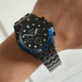  Shop Authentic Fossil FB-01 Chronograph Black Dial Grey Steel Strap Watch for Men - FS5835 - Luxxuri