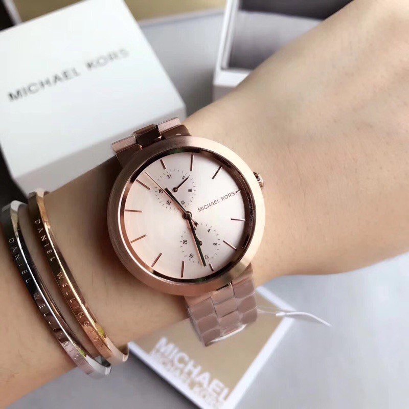  Shop Authentic Michael Kors Garner Quartz Rose Gold Dial Rose Gold Steel Strap Watch For Women - MK6409 - Luxxuri