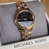  Shop Authentic Michael Kors Runway Mercer Quartz Black Dial Two Tone Steel Strap Watch For Women - MK6672 - Luxxuri