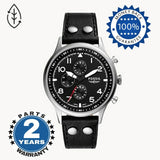  Shop Authentic Fossil Retro Pilot Chronograph Black Dial Black Leather Strap Watch for Men - FS5806 - Luxxuri