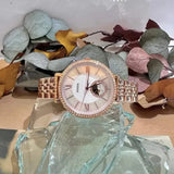  Shop Authentic Fossil Jacqueline Analog Moonphase Mother of Pearl White Dial Rose Gold Steel Strap Watch for Women - ES5165 - Luxxuri