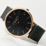Coach Charles Black Ion Dial Black Mesh Bracelet Watch for Men - 14602470
