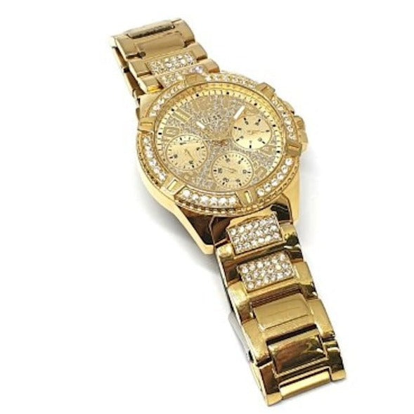  Shop Authentic Guess Frontier Diamonds Gold Dial Gold Steel Strap Watch For Women - W1156L2 - Luxxuri