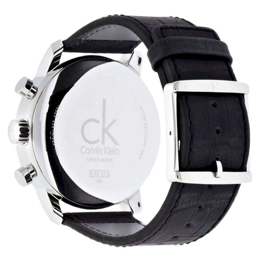  Shop Authentic Calvin Klein City Chronograph Silver Dial Black Leather Strap Watch for Men - K2G271C6 - Luxxuri