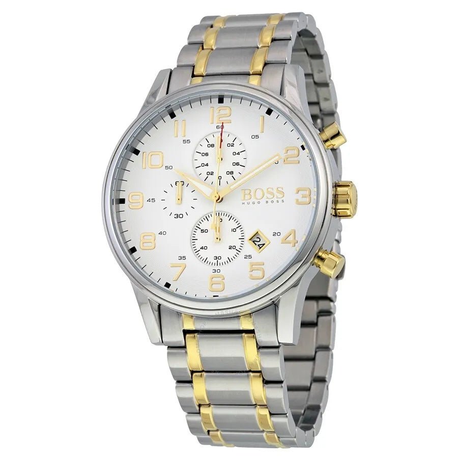  Shop Authentic Hugo Boss Areoliner Chronograph White Dial Two Tone Steel Strap Watch for Men - 1513236 - Luxxuri