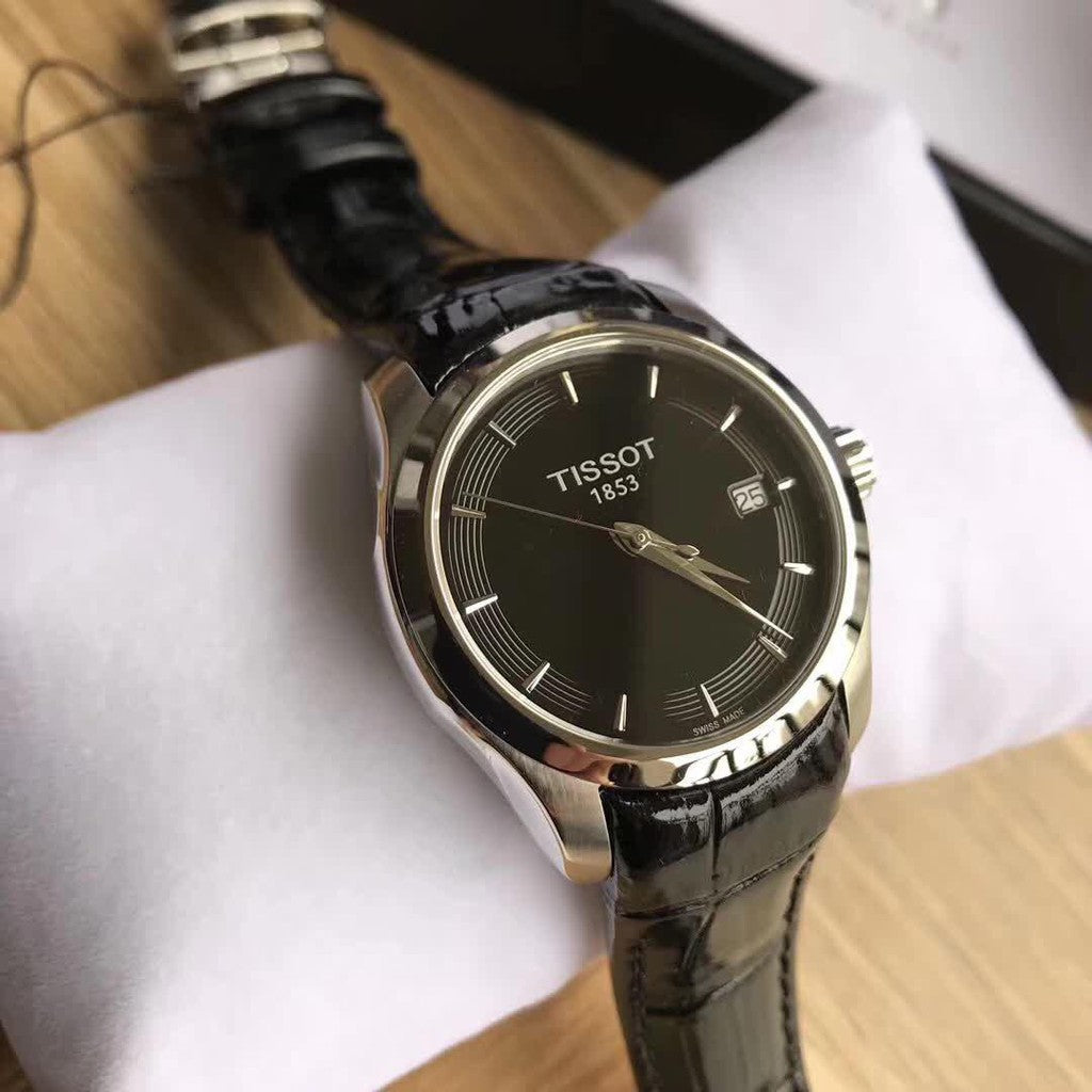  Shop Authentic Tissot T Trend Couturier Black Dial Black Leather Strap Watch For Women - T035.210.16.051.00 - Luxxuri