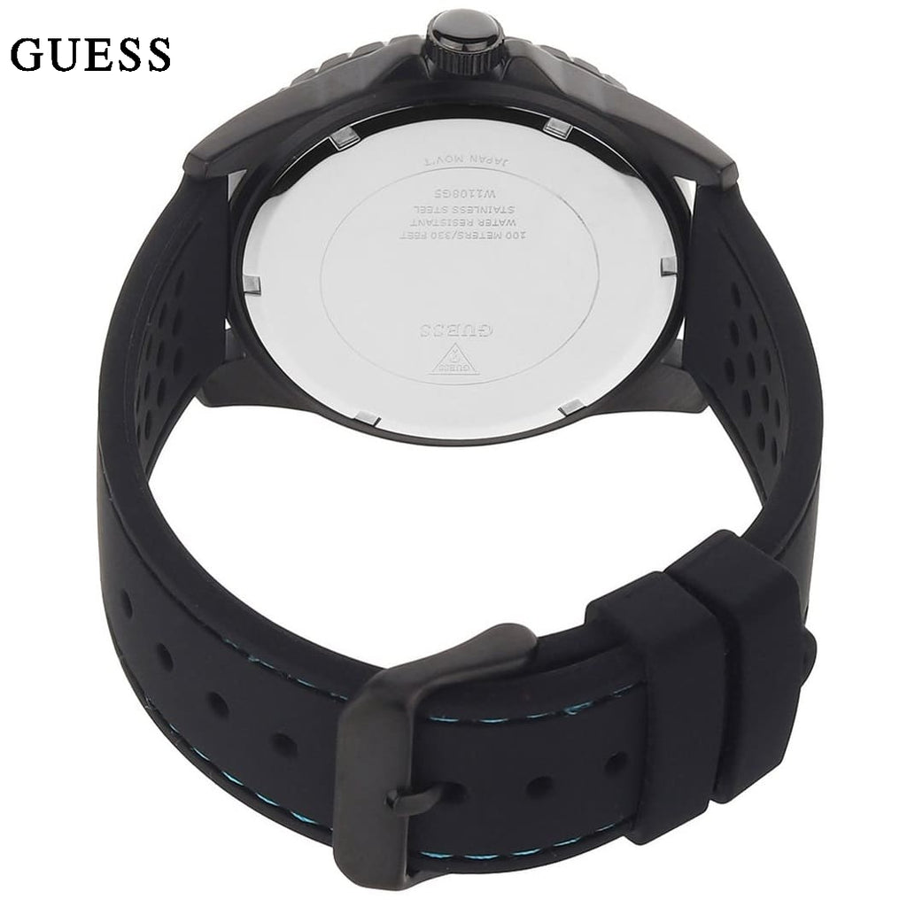  Shop Authentic Guess Odyssey Quartz Black Dial Black Leather Strap Watch For Men - W1108G5 - Luxxuri