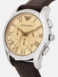  Shop Authentic Emporio Armani Valente Chronograph Brown Dial Brown Leather Strap Watch For Men - AR1785 - Luxxuri