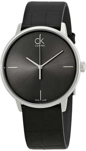  Shop Authentic Calvin Klein Accent Black Dial Black Leather Strap Watch for Men - K2Y2X1C3 - Luxxuri
