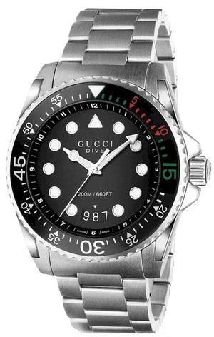  Shop Authentic Gucci Dive Snake Black Dial Silver Steel Strap Watch For Men - YA136218 - Luxxuri