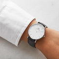  Shop Authentic Daniel Wellington Classic Sheffield White Dial Black Leather Strap Watch For Women - DW00100053 - Luxxuri