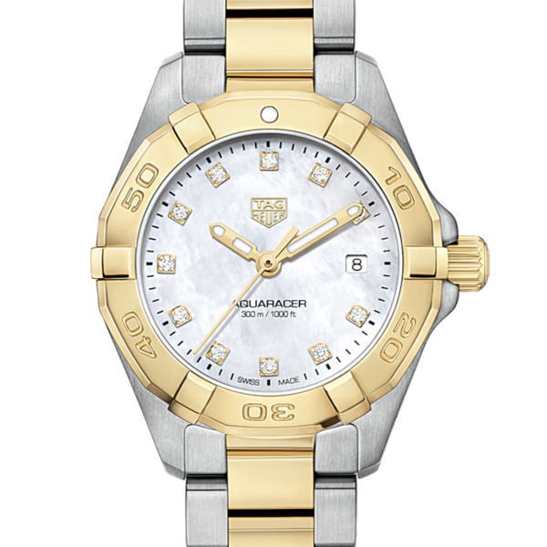 Tag Heuer Aquaracer Diamonds Mother of Pearl Dial Two Tone Steel Strap Watch for Men - WBD1422.BB0321