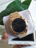  Shop Authentic Michael Kors Slim Runway Black Dial Gold Steel Strap Watch for Women - MK3803 - Luxxuri