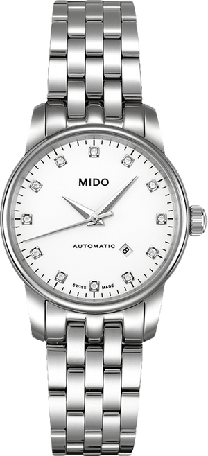  Shop Authentic Mido Baroncelli III Automatic Diamonds White Dial Silver Steel Strap Watch For Women - M7600.4.66.1 - Luxxuri