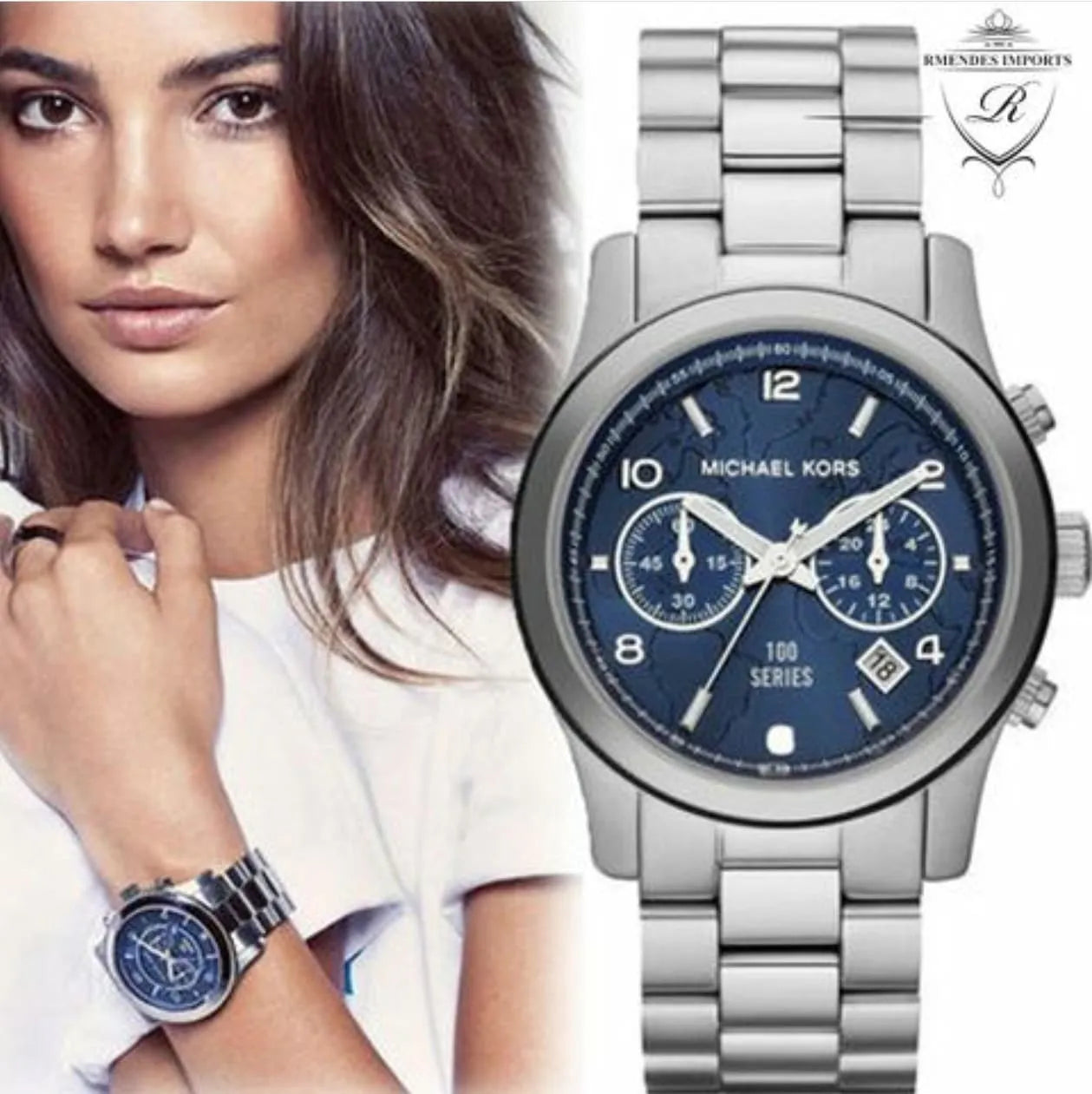  Shop Authentic Michael Kors Stop Hunger Chronograph Blue Dial Silver Steel Strap Watch for Men - MK8314 - Luxxuri