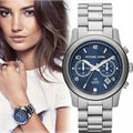  Shop Authentic Michael Kors Hunger Stop 100 Series Navy Blue Dial Silver Steel Strap Watch for Women - MK5814 - Luxxuri