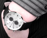  Shop Authentic Emporio Armani Gianni White Dial Black Leather Strap Watch For Men - AR0385 - Luxxuri