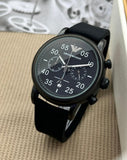  Shop Authentic Emporio Armani Luigi Chronograph Black Dial Black Leather Strap Watch For Men - AR11133 - Luxxuri