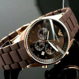  Shop Authentic Emporio Armani Sportivo Chronograph Brown Dial Brown Silicone Strap Watch For Men - AR5891 - Luxxuri