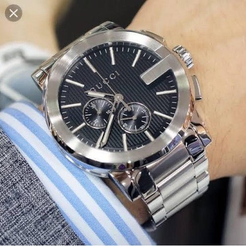  Shop Authentic Gucci G Chrono Black Dial Silver Steel Strap Watch For Men - YA101204 - Luxxuri