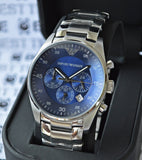  Shop Authentic Emporio Armani Sportivo Chronograph Blue Dial Silver Steel Strap Watch For Men - AR5860 - Luxxuri