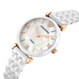  Shop Authentic Emporio Armani Ceramica Mother of Pearl Dial White Ceramic Strap Watch For Women - AR1486 - Luxxuri