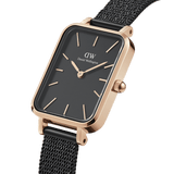  Shop Authentic Daniel Wellington Quadro Pressed Ashfield Black Dial Black Mesh Strap Watch for Women - DW00100467 - Luxxuri