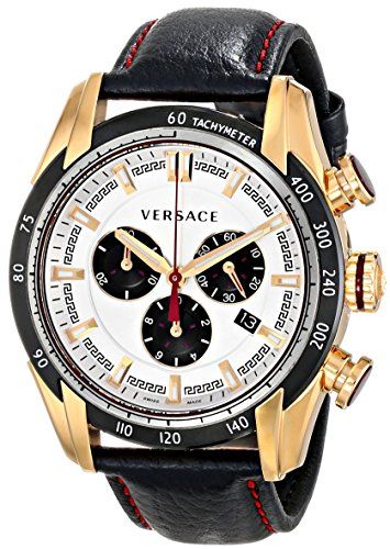  Shop Authentic Versace V-Ray Chronograph White Dial Black Leather Strap Watch for Men - VDB040014 - Luxxuri