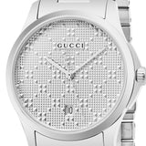  Shop Authentic Gucci G Timeless Silver Dial Silver Steel Strap Watch For Women - YA126551 - Luxxuri