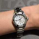  Shop Authentic Tag Heuer Aquaracer Diamonds Mother of Pearl White Dial Silver Steel Strap Watch for Women - WBD1413.BA0741 - Luxxuri