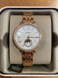  Shop Authentic Fossil Jacqueline Analog Moonphase Mother of Pearl White Dial Rose Gold Steel Strap Watch for Women - ES5165 - Luxxuri