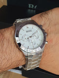  Shop Authentic Hugo Boss Ikon Chronograph White Dial Silver Steel Strap Watch for Men - 1512962 - Luxxuri