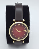  Shop Authentic Emporio Armani Gianni T Bar Burgundy Dial Burgundy Leather Strap Watch For Women - AR1758 - Luxxuri