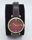  Shop Authentic Emporio Armani Gianni T Bar Burgundy Dial Burgundy Leather Strap Watch For Women - AR1757 - Luxxuri
