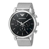 Shop Authentic Emporio Armani Luigi Black Dial Silver Mesh Bracelet Watch For Men - AR8032 - Luxxuri