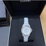  Shop Authentic Chanel J12 Quartz Diamonds White Dial White Steel Strap Watch for Women - J12 H6418 - Luxxuri