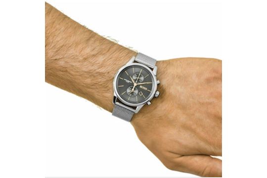  Shop Authentic Hugo Boss Jet Chronograph Grey Dial Silver Mesh Bracelet Watch for Men - 1513440 - Luxxuri