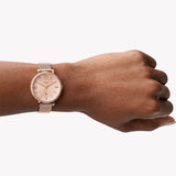  Shop Authentic Fossil Jacqueline Quartz Rose Gold Dial Rose Gold Mesh Strap Watch for Women - ES4628 - Luxxuri