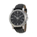 Burberry The City Chronograph Black Dial Black Leather Strap Watch for Men - BU9356
