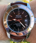  Shop Authentic Breitling Superocean Heritage 42mm Rose Gold Chronometer Black Dial Brown Leather Strap Mens Watch - U1732112 - Luxxuri