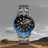  Shop Authentic Fossil FB-01 Chronograph Black Dial Grey Steel Strap Watch for Men - FS5835 - Luxxuri