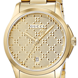  Shop Authentic Gucci G Timeless Gold Dial Gold Steel Strap Watch For Women - YA126553 - Luxxuri