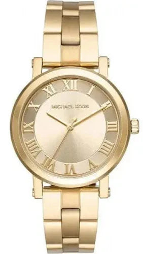  Shop Authentic Michael Kors Slim Runway Gold Dial Gold Steel Strap Watch For Women - MK3456 - Luxxuri