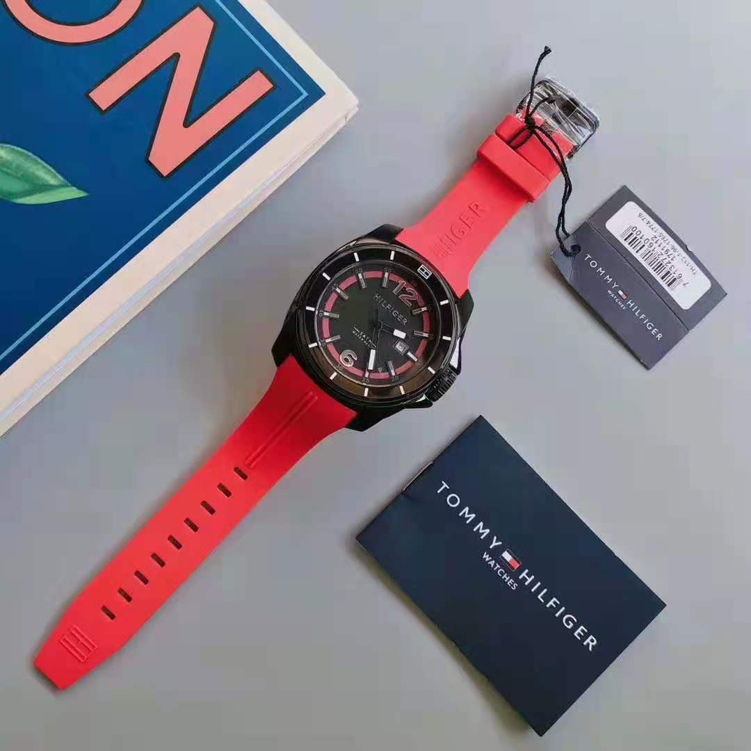  Shop Authentic Tommy Hilfiger Windsurf Black Dial Red Rubber Strap Watch for Men - 1791112 - Luxxuri