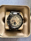  Shop Authentic Fossil Grant Sport Automatic Skeleton Black Dial Black Leather Strap Watch for Men - ME3138 - Luxxuri