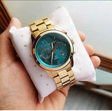  Shop Authentic Michael Kors Runway Hunger Stop100 Series Blue Dial Gold Steel Strap Watch for Women - MK5815 - Luxxuri