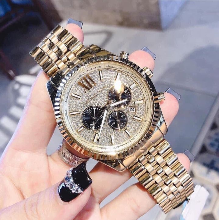  Shop Authentic Michael Kors Lexington Crystals Gold Dial Gold Steel Strap Watch for Men - MK8494 - Luxxuri