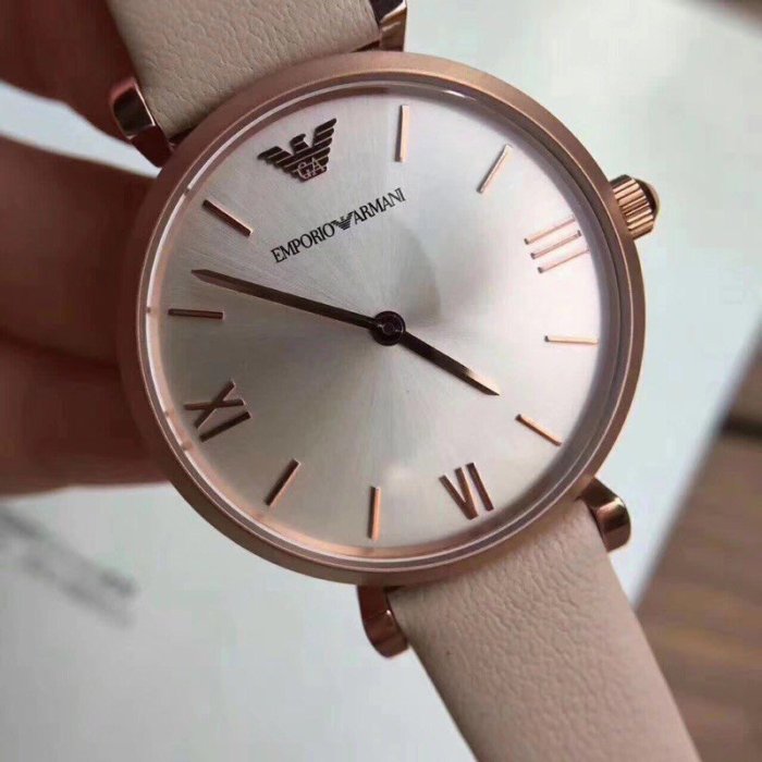  Shop Authentic Emporio Armani Gianni T-Bar Quartz Rose Gold Dial Pink Leather Strap Watch For Women - AR11001 - Luxxuri