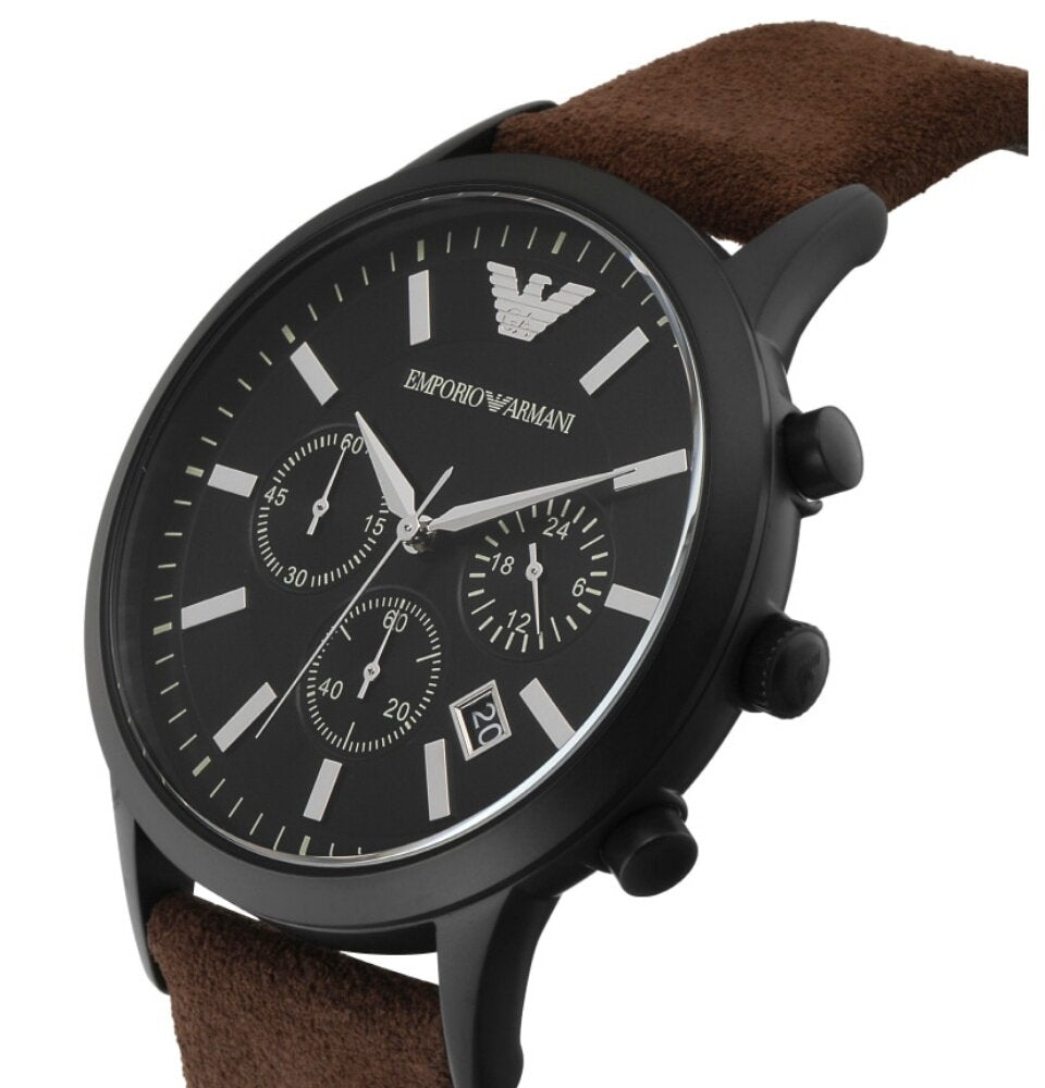  Shop Authentic Emporio Armani Chronograph Black Dial Brown Leather Strap Watch For Men - AR11078 - Luxxuri