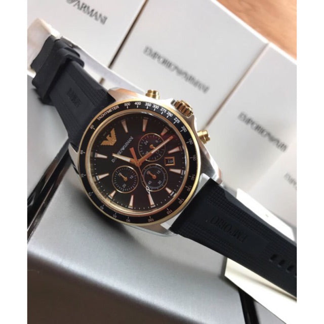  Shop Authentic Emporio Armani Sigma Chronograph lack Dial Black Rubber Strap Watch For Men - AR80003 - Luxxuri
